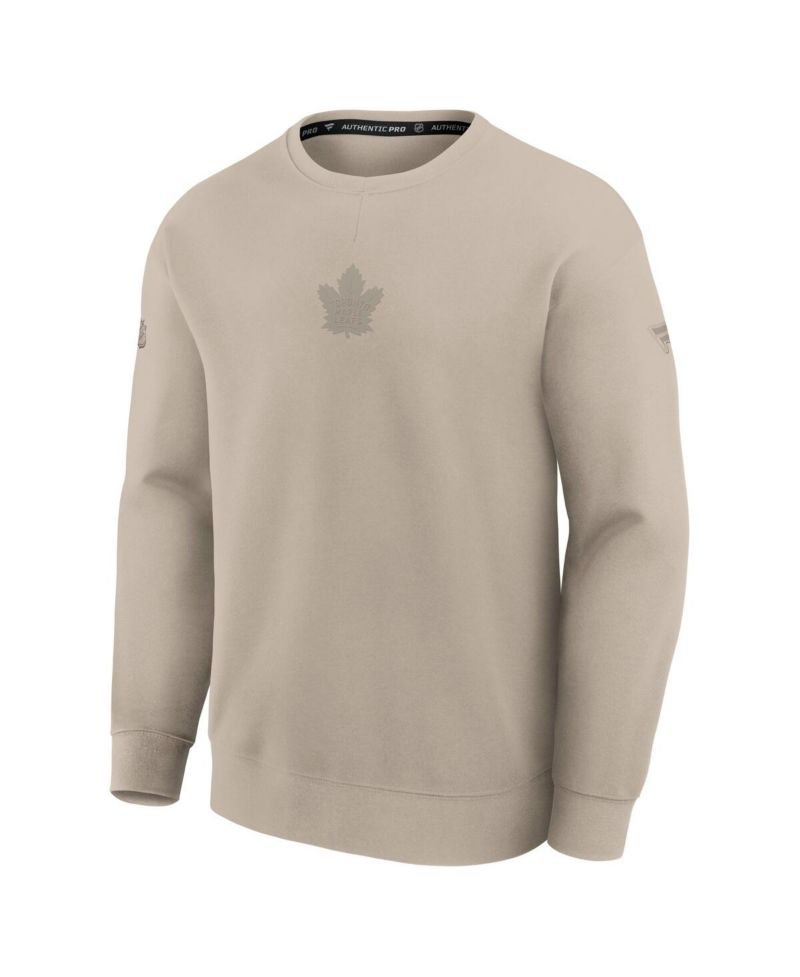 Men's Tan Toronto Maple Leaf Authentic Pro Road Tri-Blend Sweatshirt