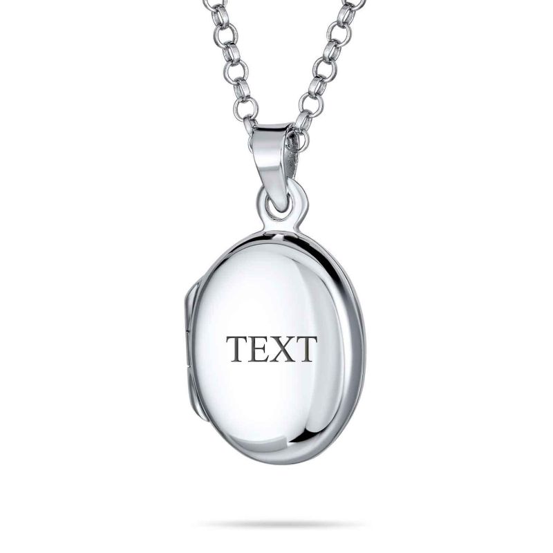 Simple Plain Oval Keepsake Photo Lockets Necklace Pendant .925 Silver Sterling Small