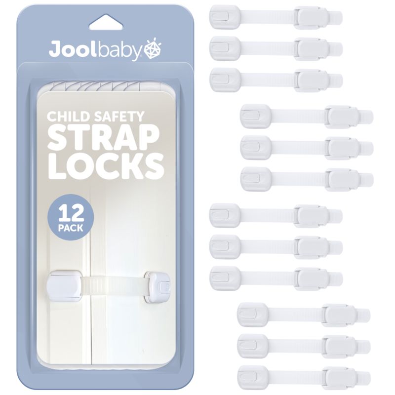 Toddler Multi-Use Safety Strap for Cabinets, Fridges, Drawers, Damage-Free Adhesives Safety - 12 Pack