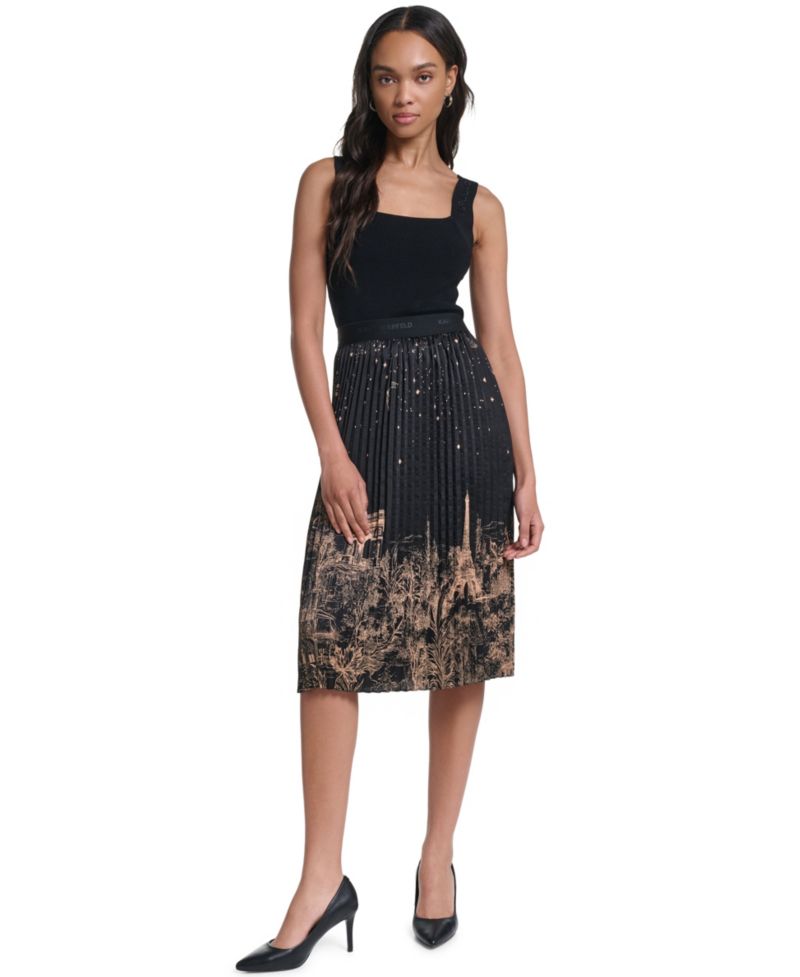 Women's Pleated High-Waisted Midi Skirt
