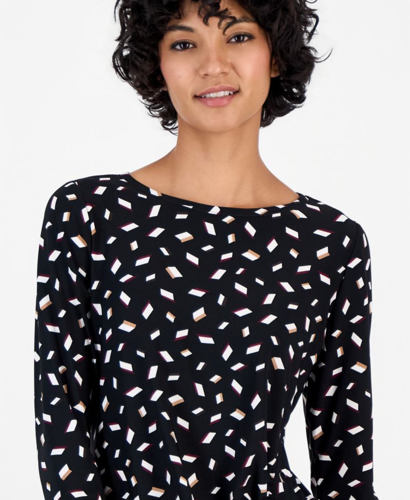Women's Petite Long-Sleeve Ruched Rivet-Detail Blouse