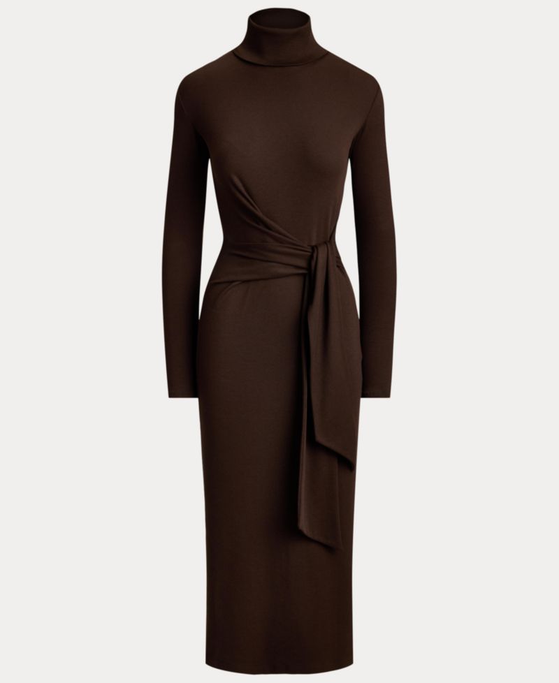 Women's Tie-Front Turtle Neck Dress