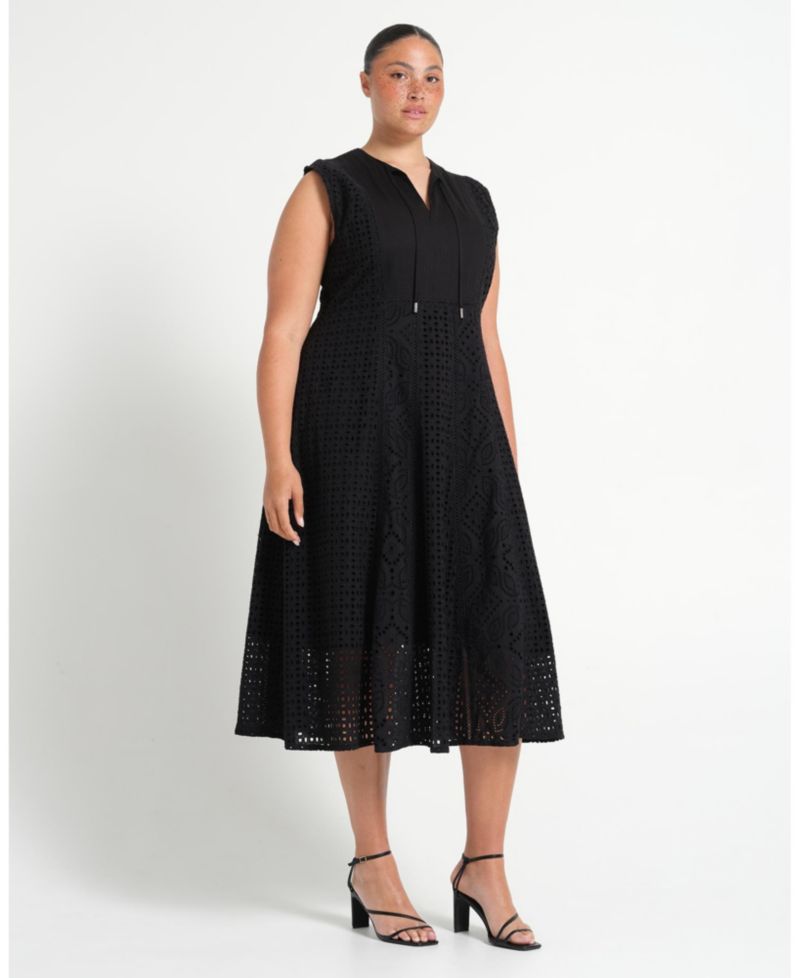 Women's Blair Cotton Embroidered Sleeveless Midi Dress