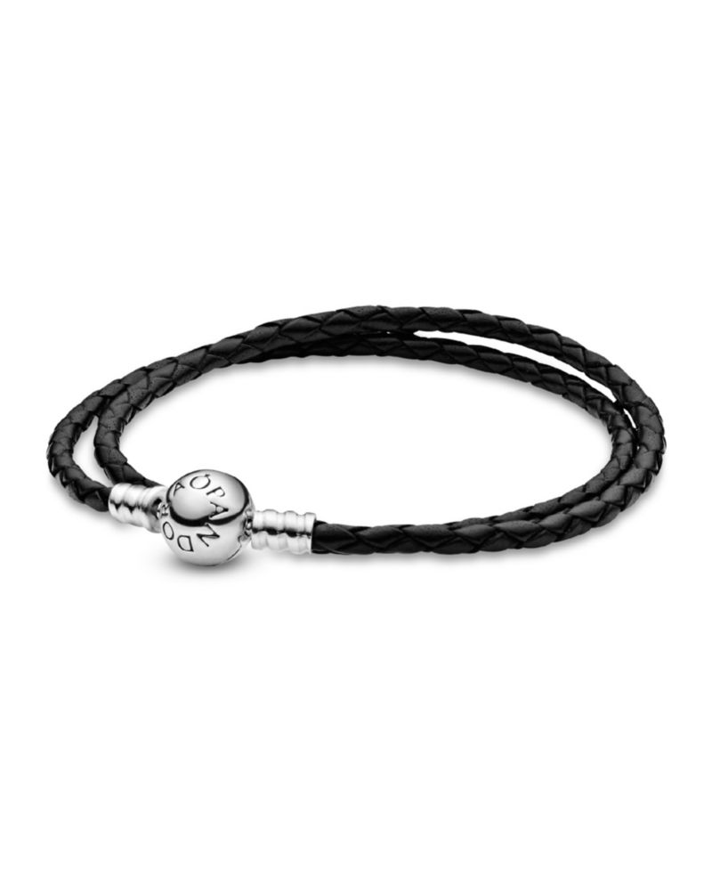 Moments Sterling Silver Double Leather Bracelet