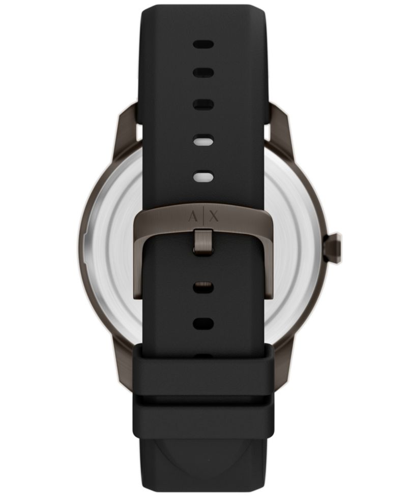 Armani Exchange Men's Quartz Three Hand Black Silicone Watch 42mm