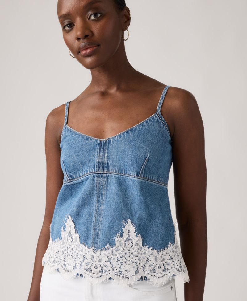 Premium Women's 90s Denim Sleeveless V-Neck Cami Tank Top