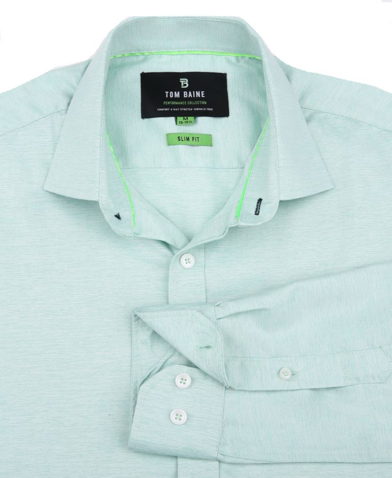 Men's Performance Solid Long Sleeve Button Down Dress Shirt