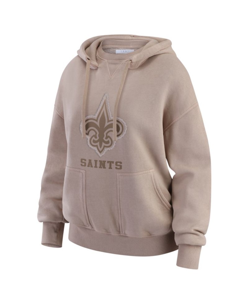 Women's Tan New Orleans Saints Washed Pullover Crewdie