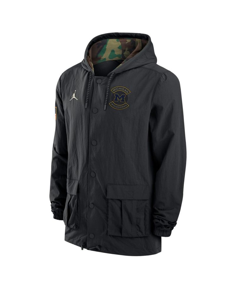 Men's Black Michigan Wolverines 2025 NCAA Military Appreciation Full-Snap Jacket