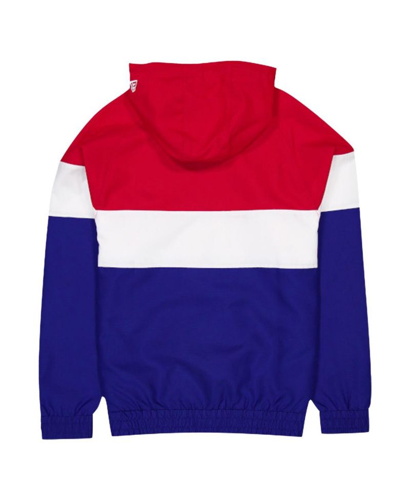Men's Blue Atlanta Braves Ripstop Raglan Quarter-Zip Hoodie Windbreaker Jacket