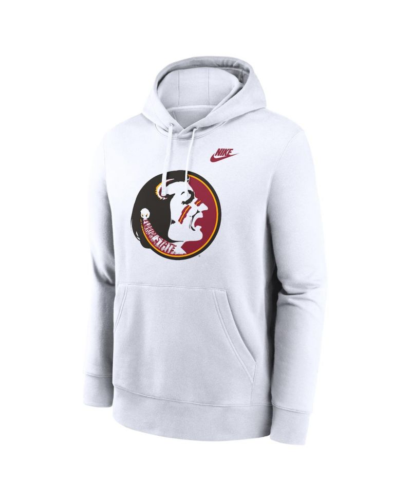 Men's White Florida State Seminoles Legacy Logo Club Fleece Pullover Hoodie
