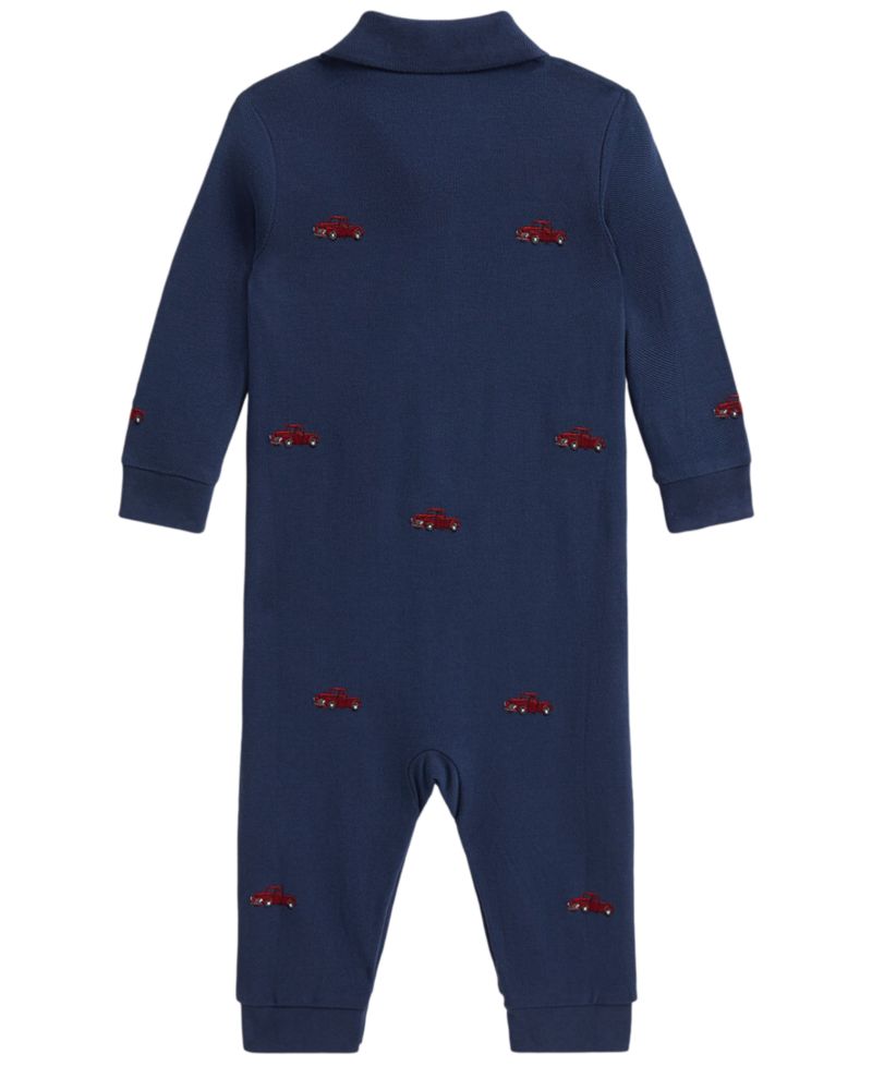 Baby Boys' Truck-Embroidered Cotton Polo Coverall