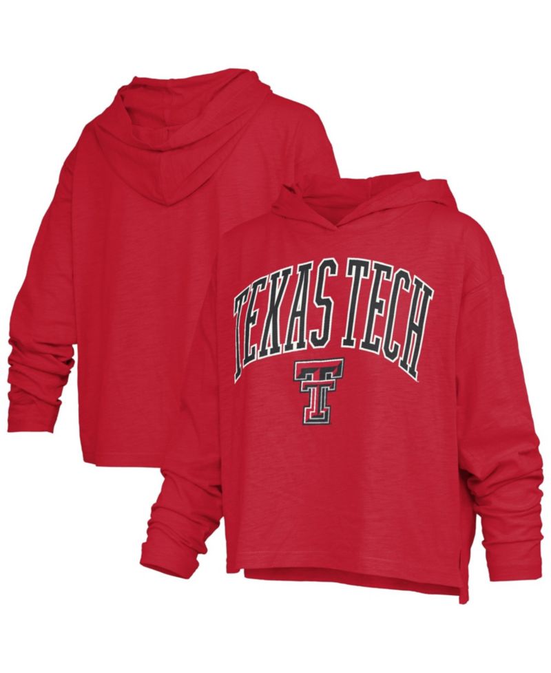 Women's Texas Tech Red Raiders Nelson Arch Over Logo Hooded Oversized Slub Long-Sleeve T-Shirt