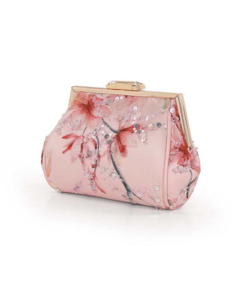 Woman's Flora Floral Embroidered and Sequin Signature Pouch Clutch