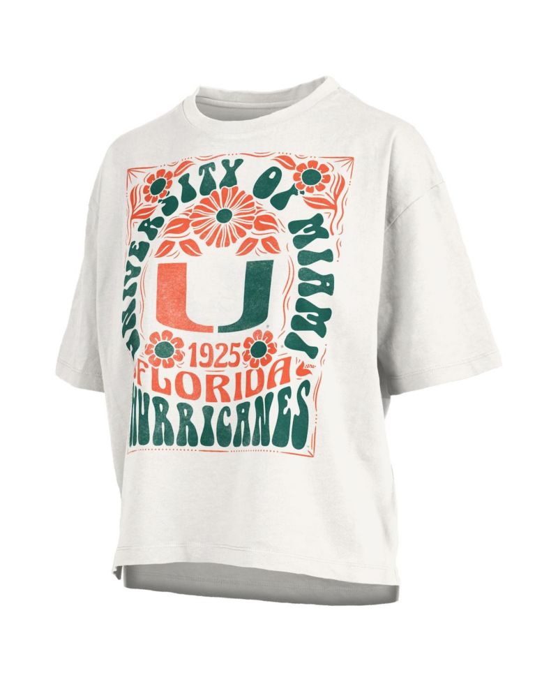 Women's White Miami Hurricanes Harmony Oversized Slub T-Shirt