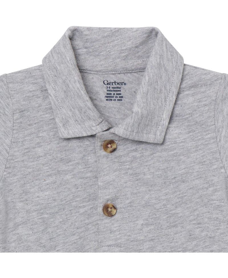 Baby Boys ( NEW BORN TO 18 M ) Polo Bodysuit Heather,