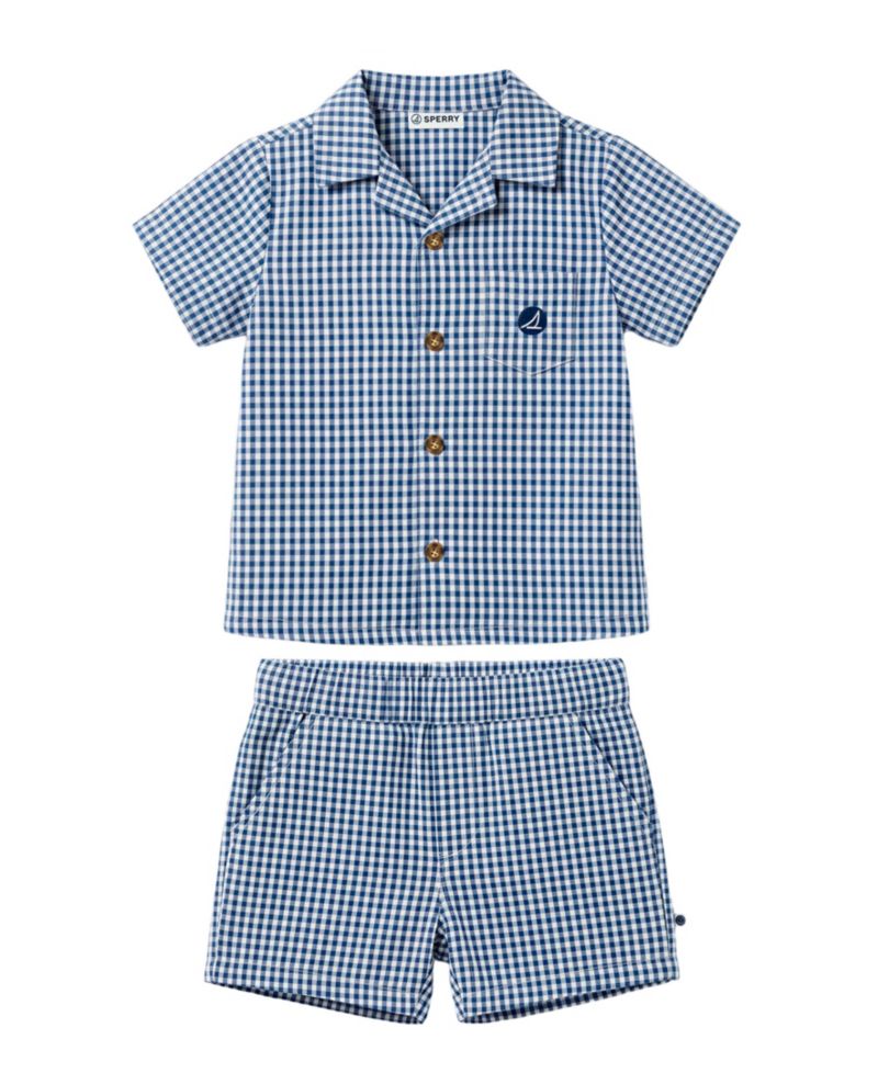 Baby Boys' Button-Down Shirt and Shorts, 2-Piece Set