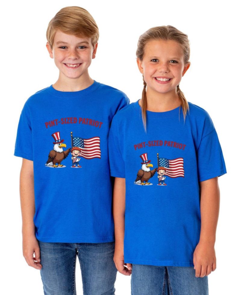 Unisex (XS-XL) 4th of July Pint-Sized Patriot Kids Funny Short-Sleeve T-Shirt