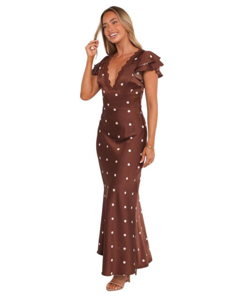 Women's Brown Polka Dot Arella Maxi Dress