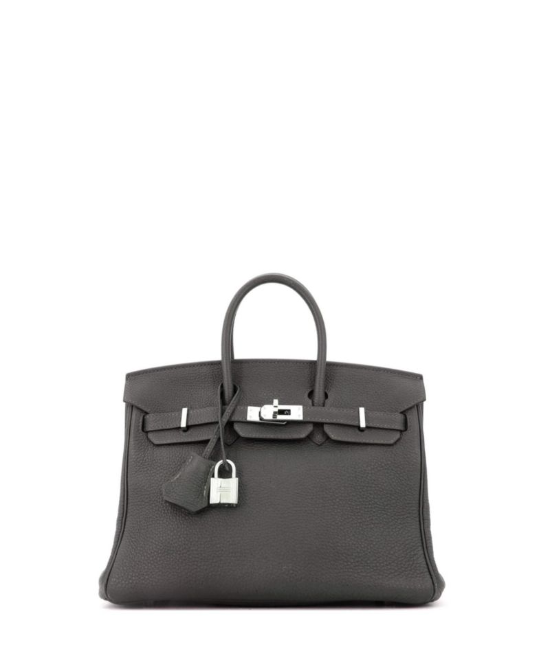 Pre-Owned Hermes Birkin 25 Handbag Green Togo with Palladium Hardware