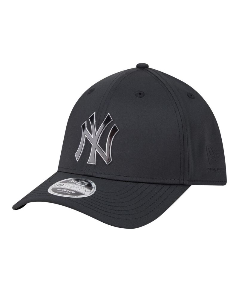 Men's Black New York Yankees Metallic 39THIRTY M-Crown Flex Hat
