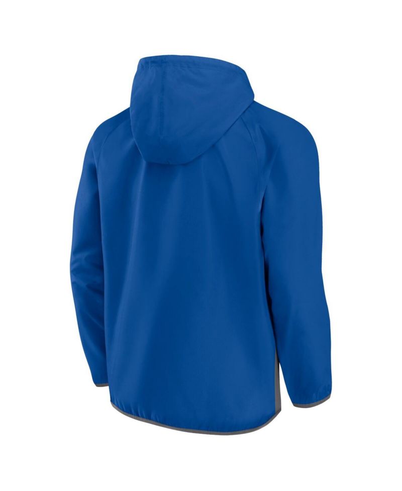 Men's Blue, Gray Dallas Mavericks Anorak Flagrant Foul Color-Block Raglan Hoodie Half-Zip Jacket