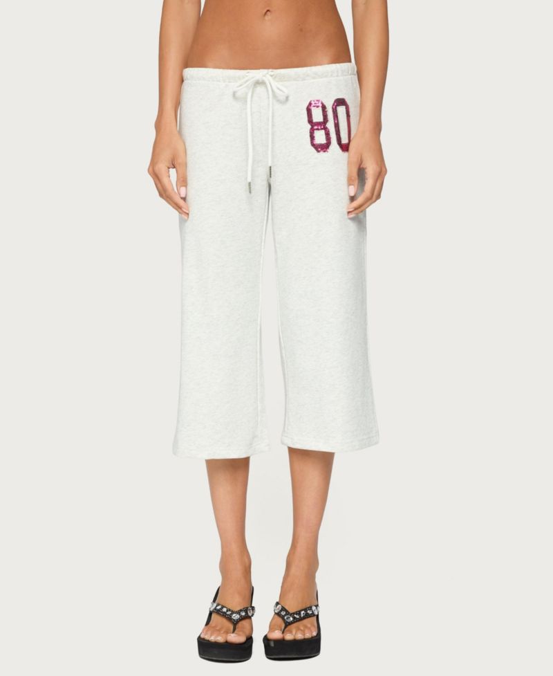 Women's 80 Low Rise Sequin Cotton-Blend Capri Sweatpants