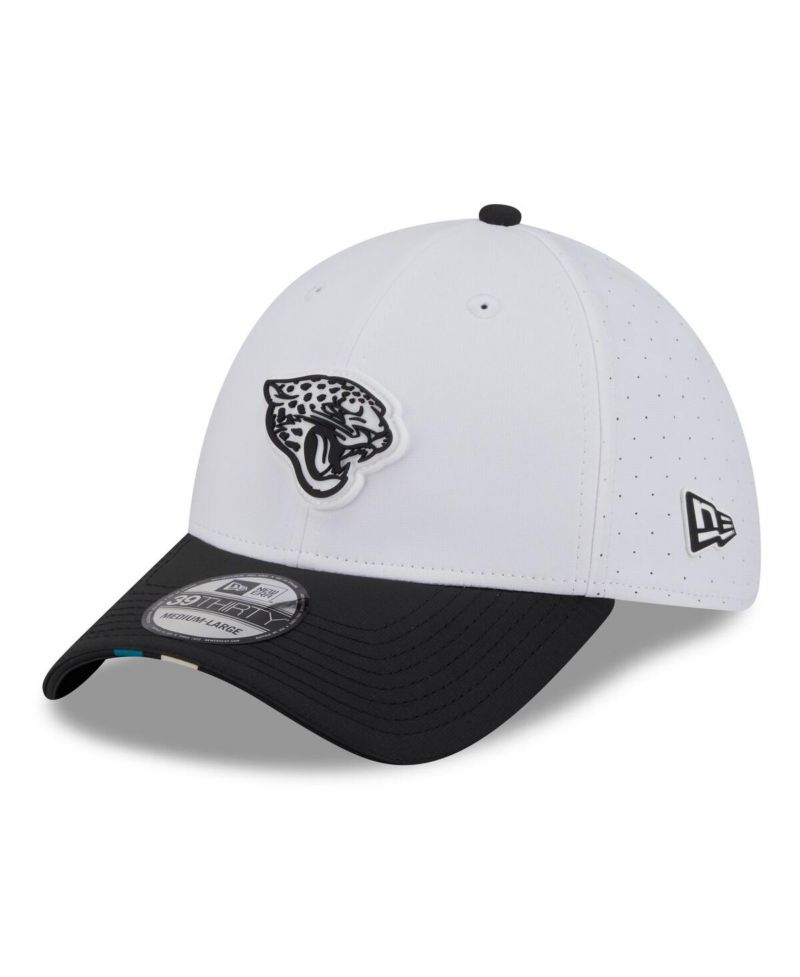 Men's White/Black Jacksonville Jaguars 2025 NFL Training Camp 39THIRTY Flex Hat