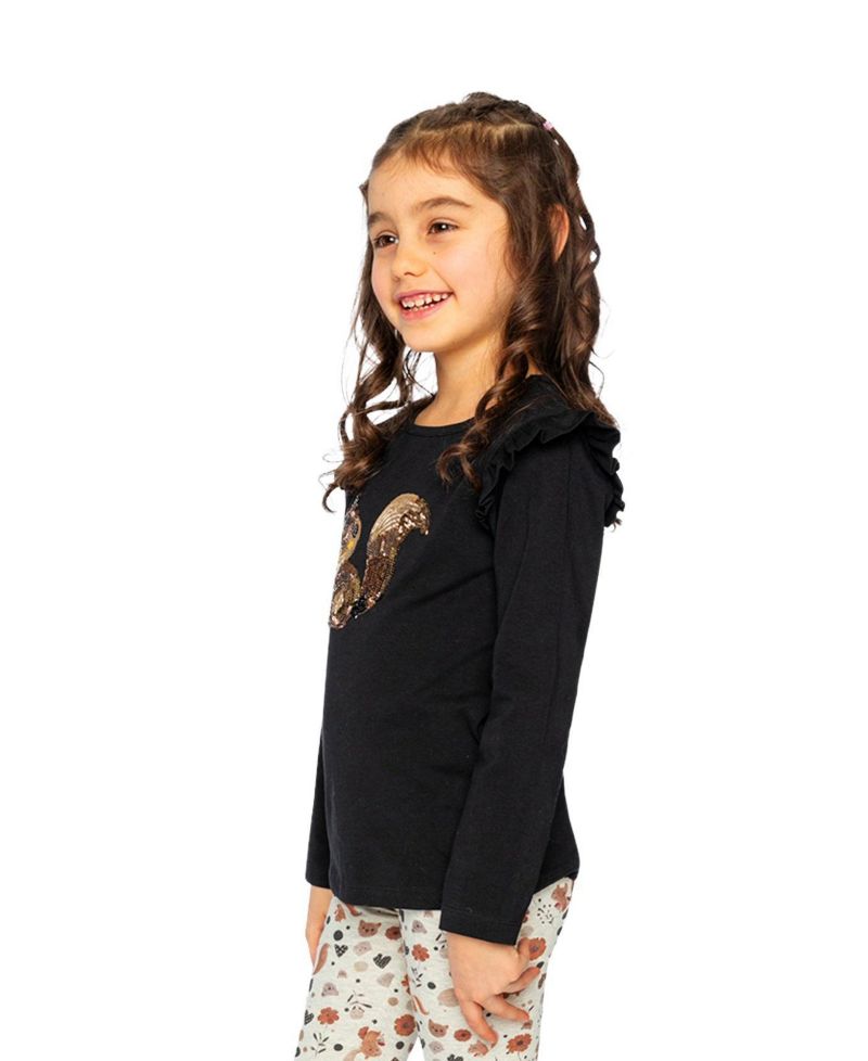 Toddler Girls (2T-5T) Long Sleeve Cotton Squirrel T-Shirt