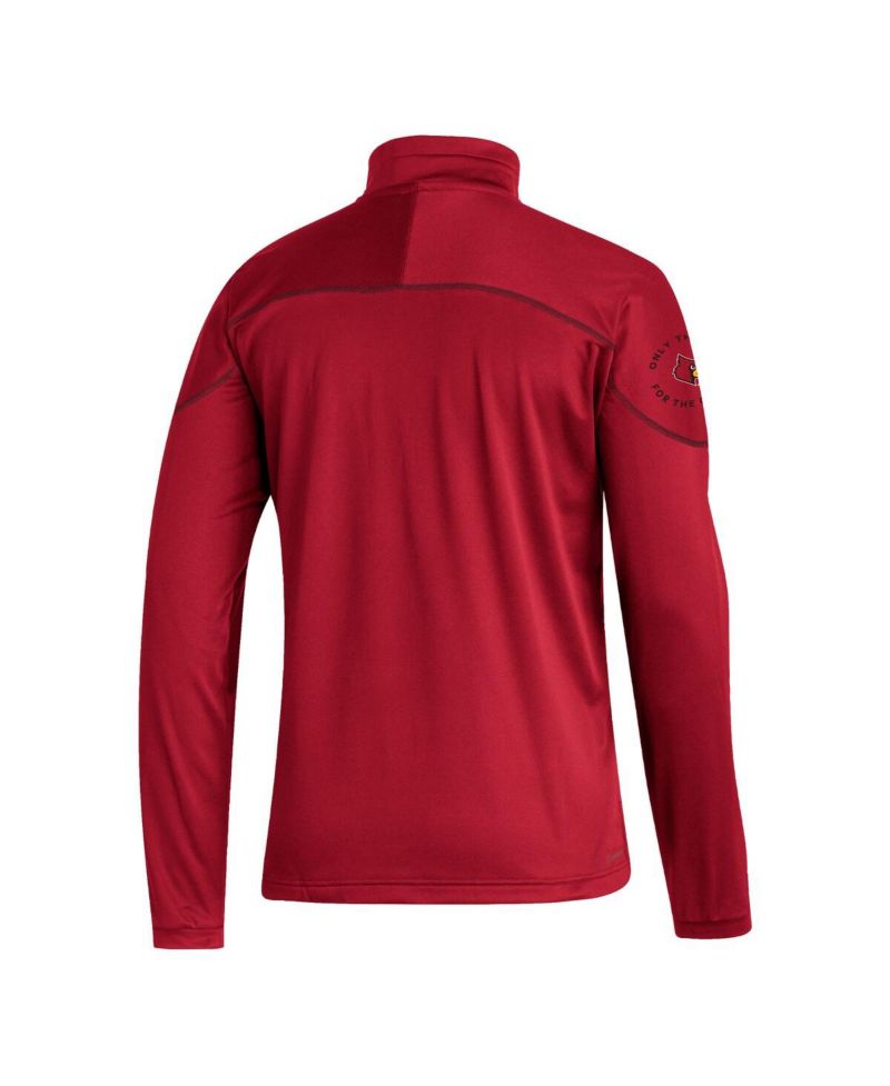 Men's Red Louisville Cardinals AEROREADY Knit Quarter-Snap Jacket