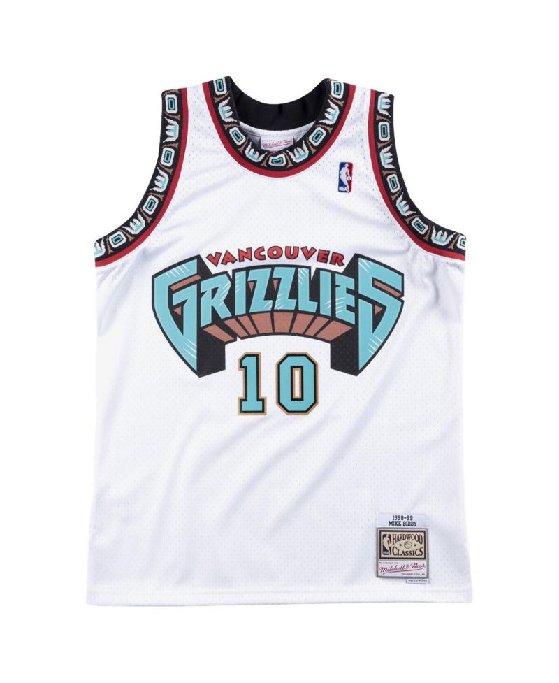 Mitchell Ness Men's Mike Bibby White Vancouver Grizzlies 1998/99 Hardwood Classics Swingman Jersey