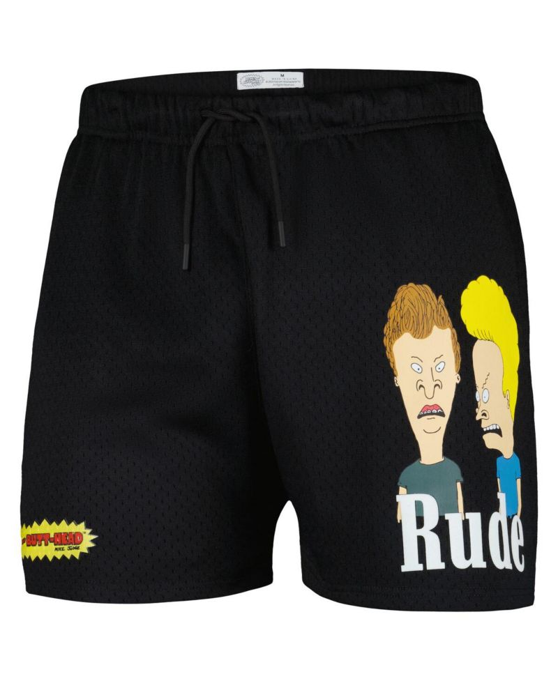 Men's Black Beavis and Butt-Head Rude Mesh Shorts