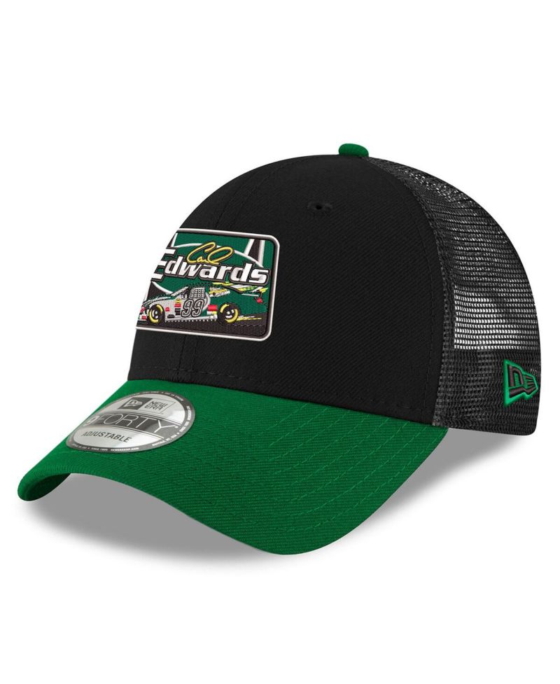 Men's Black/Green Carl Edwards 2025 NASCAR Hall of Fame 9FORTY Adjustable Trucker Hat