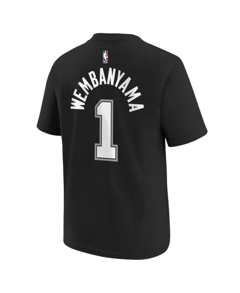 Big Boys and Girls Victor Wembanyama Black San Antonio Spurs Icon Name & Number T-Shirt