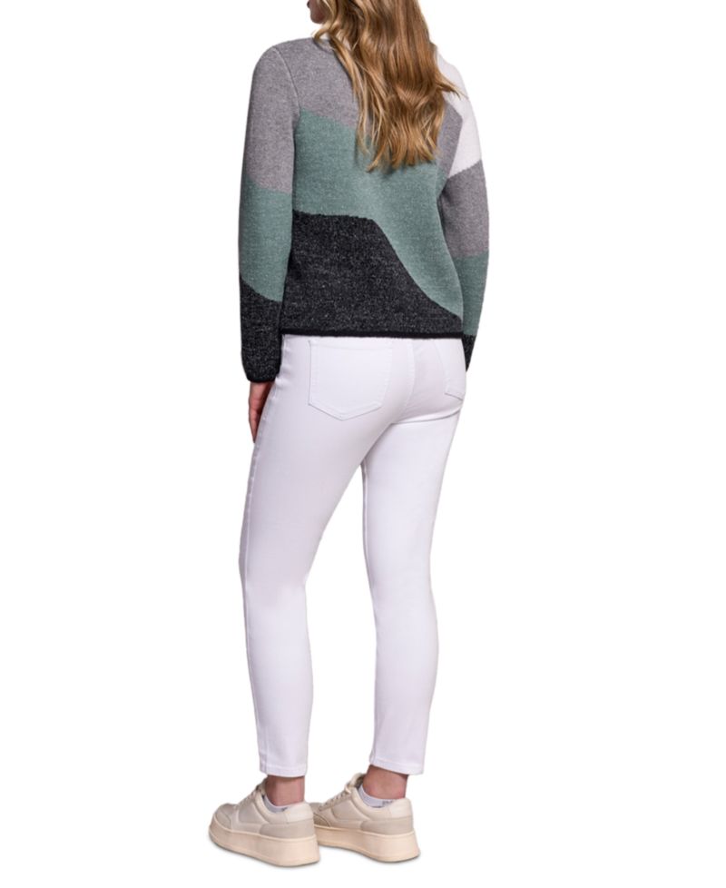 Women's Fuzzy Double Knit Crew Neck Sweater