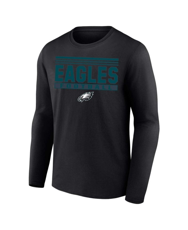 Men's Black Philadelphia Eagles Big & Tall Pop Long Sleeve T-Shirt