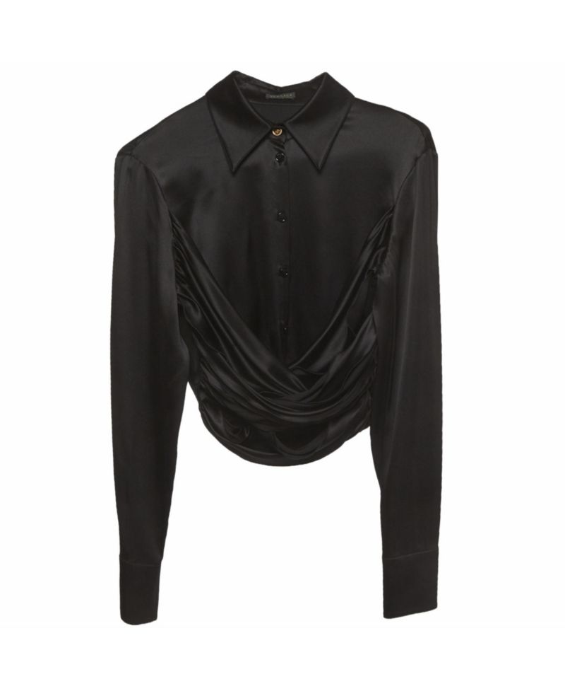 Women's Draped Stretch-Silk Cropped Shirt