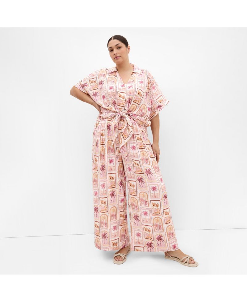 Women's Postcard Soiree Print Wide Leg Pant