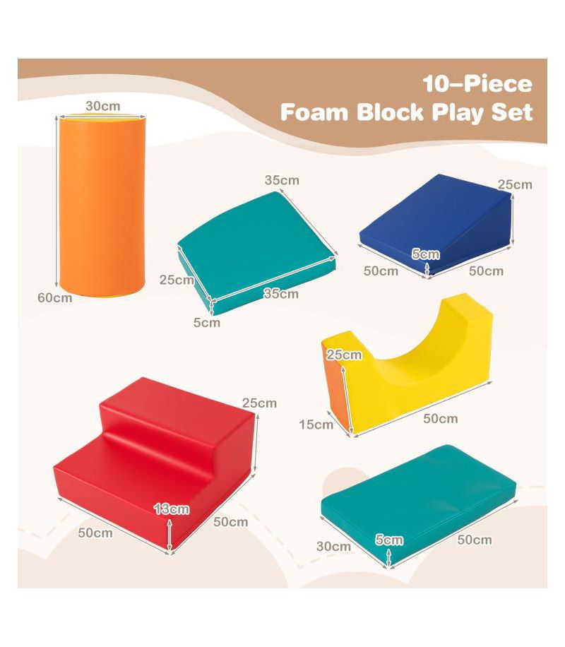 10-Piece Soft Foam Climbing Blocks for Toddlers Play & Learning
