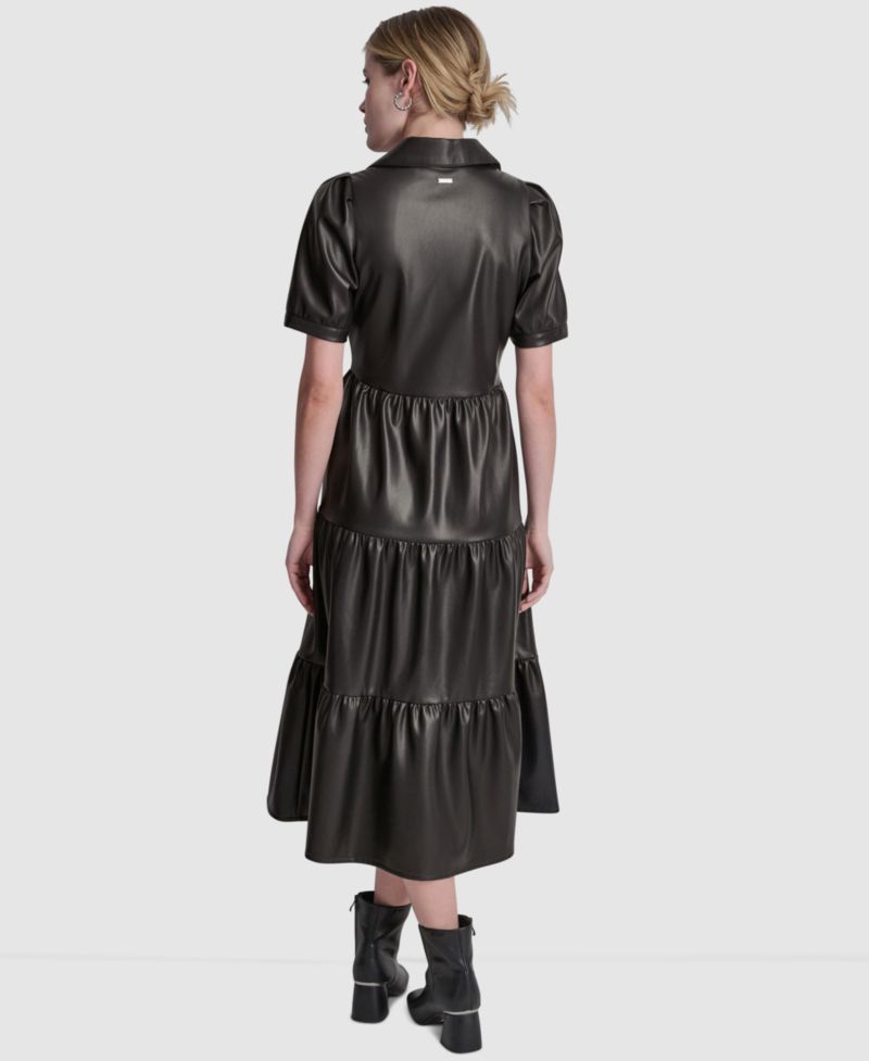 Women's Button-Front Tiered Dress