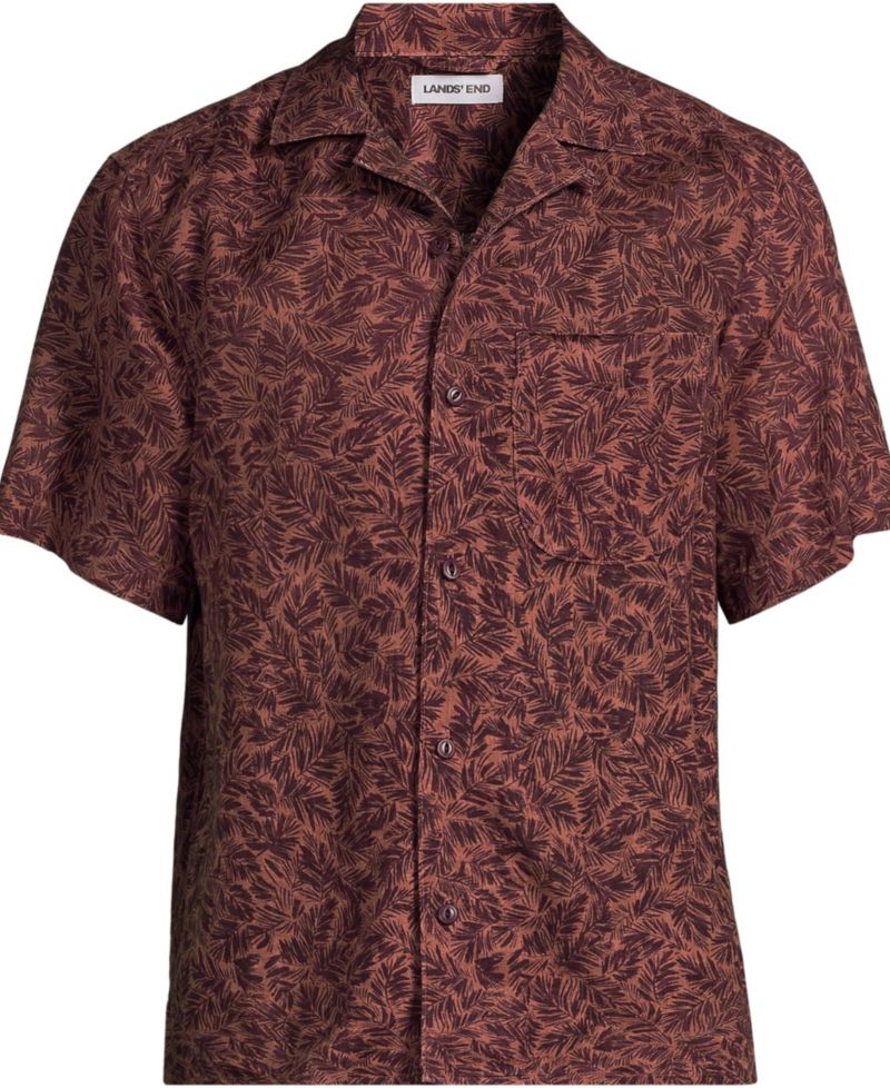 Men's Short Sleeve Linen Hawaiian Camp Collar Shirt