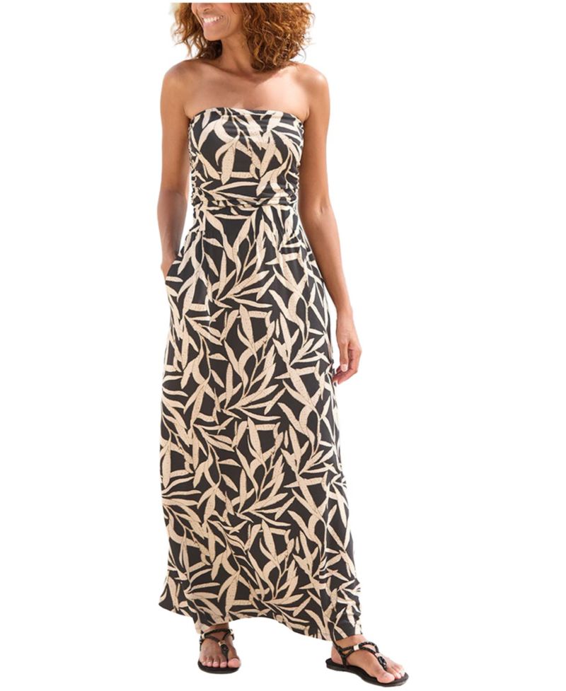 Women's Viscose Printed Strapless Column Bandeau Maxi Dress