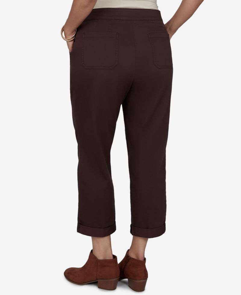 Plus Size Enzyme Wash Straight Cropped Pants