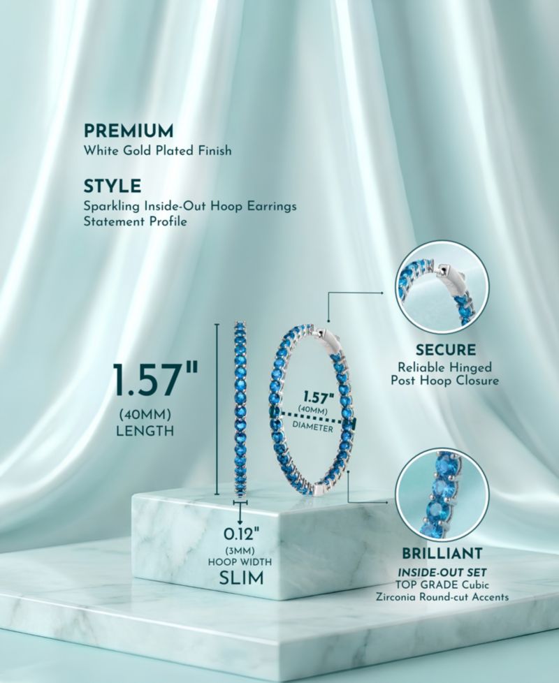 Sparkling Inside Out Cubic Zirconia Big Hoop Earrings