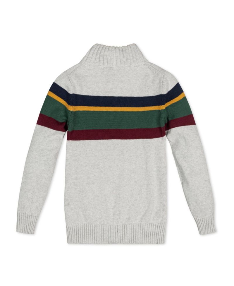 Baby Boys Hope and Henry Long Sleeve Half Zip Sweater with Engineered Stripe