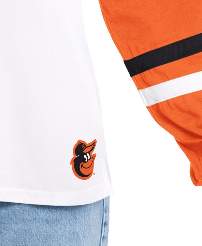 Women's White/Orange Baltimore Orioles Key Player Oversized Hooded Long Sleeve T-Shirt