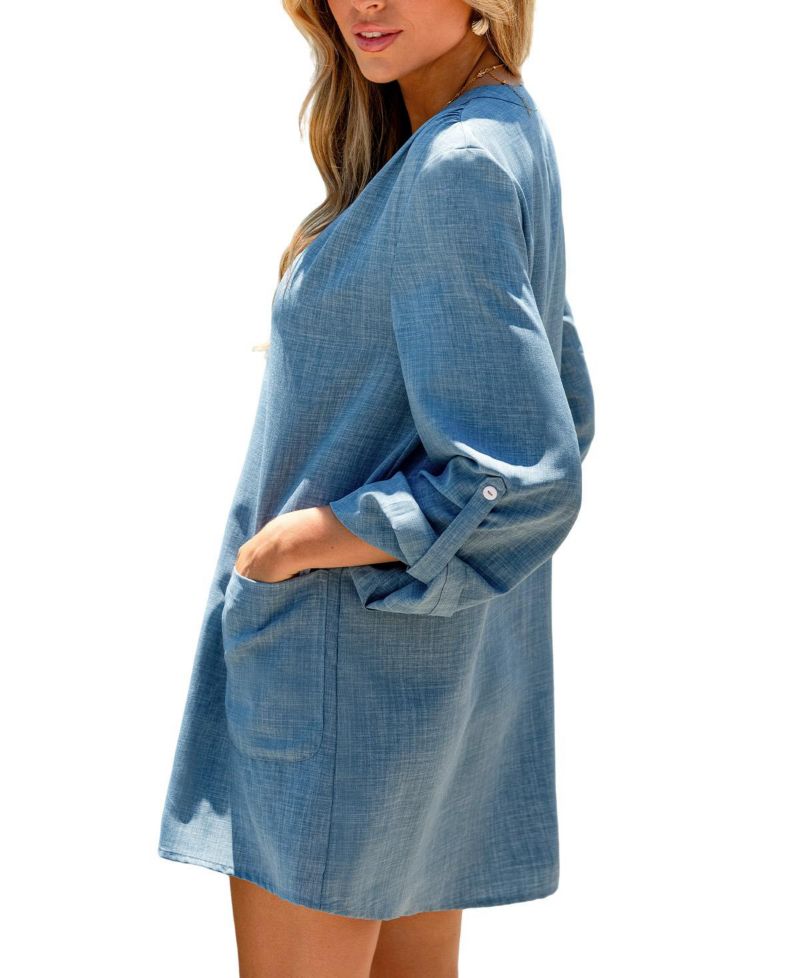 Women's Ace of Waves Blue Cover-Up Mini Beach Dress