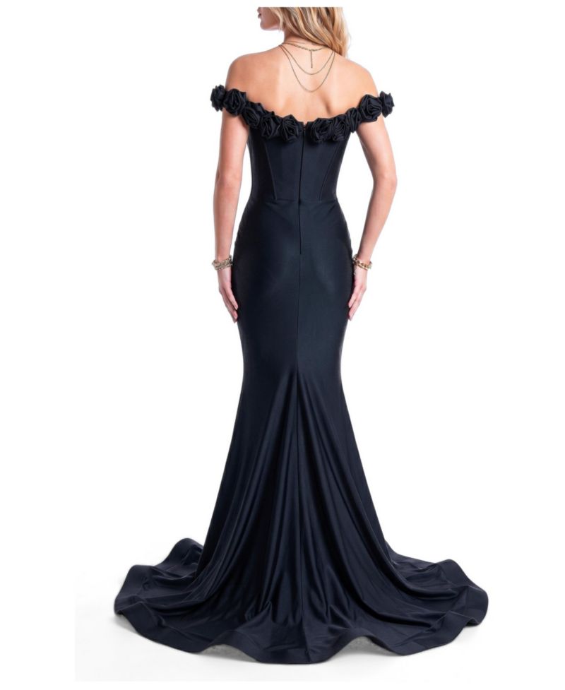 Women's Rosette Off-Shoulder Mermaid Gown