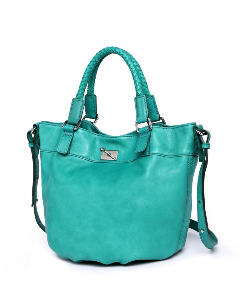 Pumpkin Small Leather Crossbody Bucket Bag