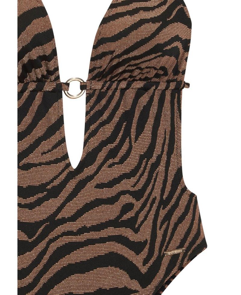 Women's Animal Print O-Ring One-Piece Swimsuit
